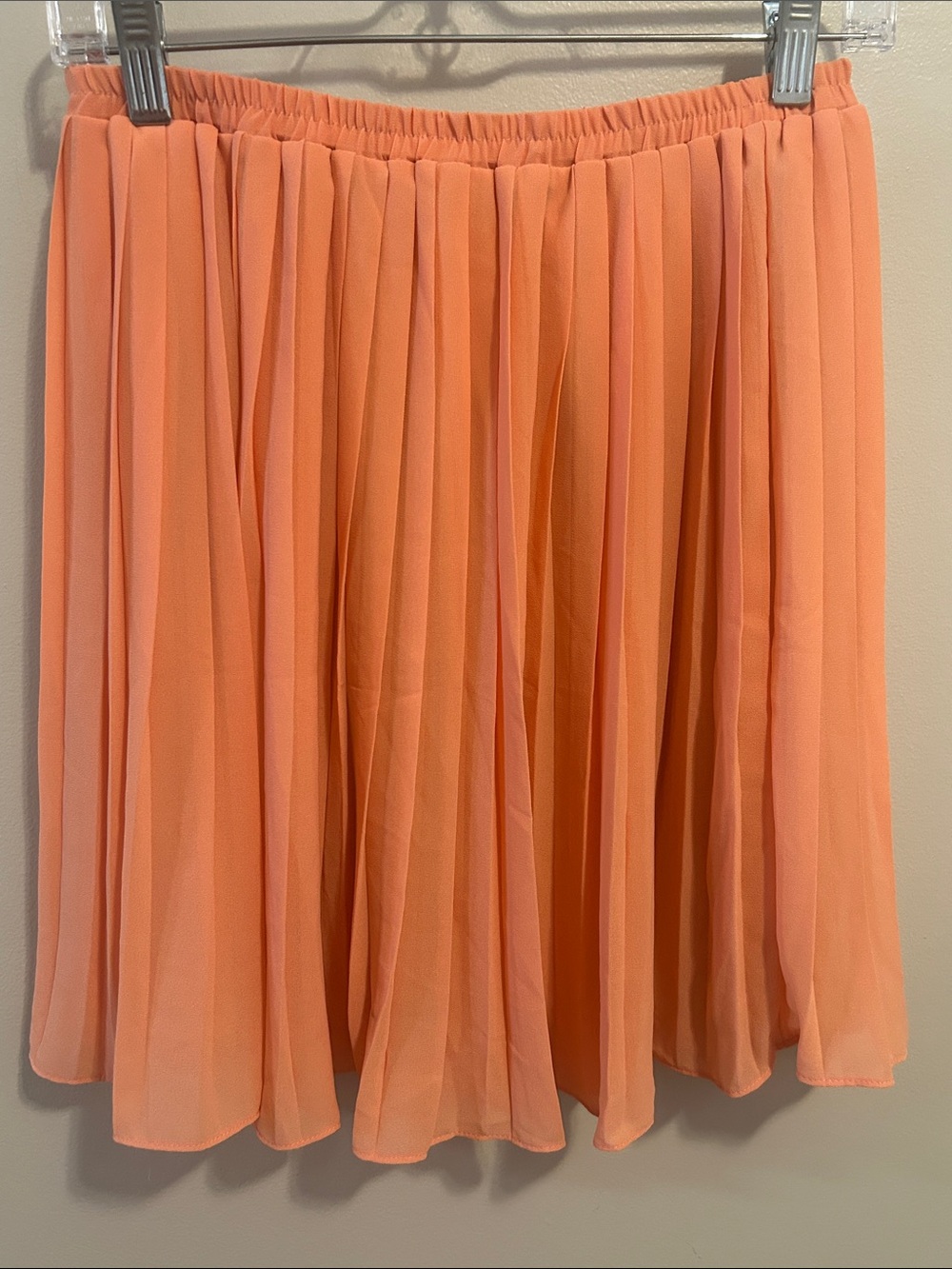 Comme Toi Peach Orange Pleated Chiffon Midi Skirt Small